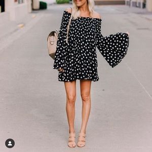 Smocked polka dot dress